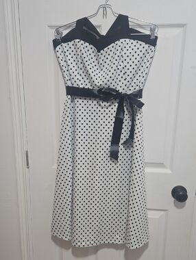 NWOT Black & White Polka Dot Halter Retro Dress